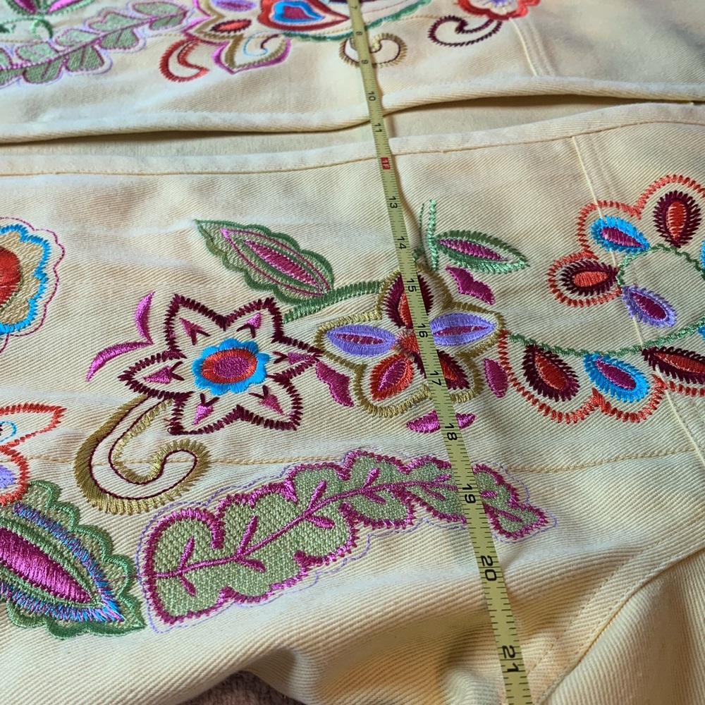 BFA CLASSIC Vintage Bright Yellow Embroidery Jacket Floral Design Size L Petite - Picture 11 of 16